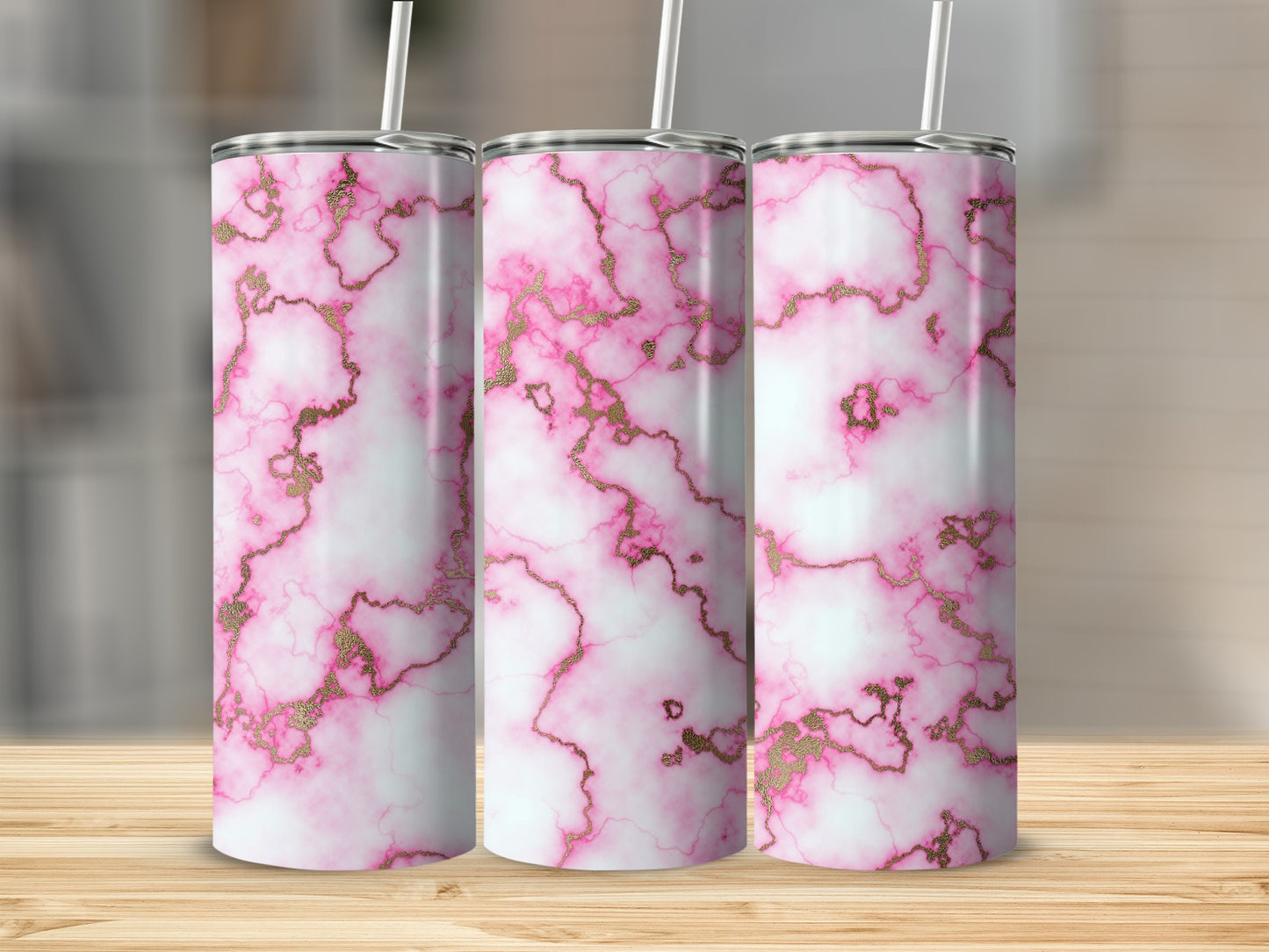 Elegant Pink Gold Veins Marble Pattern Tumbler product type