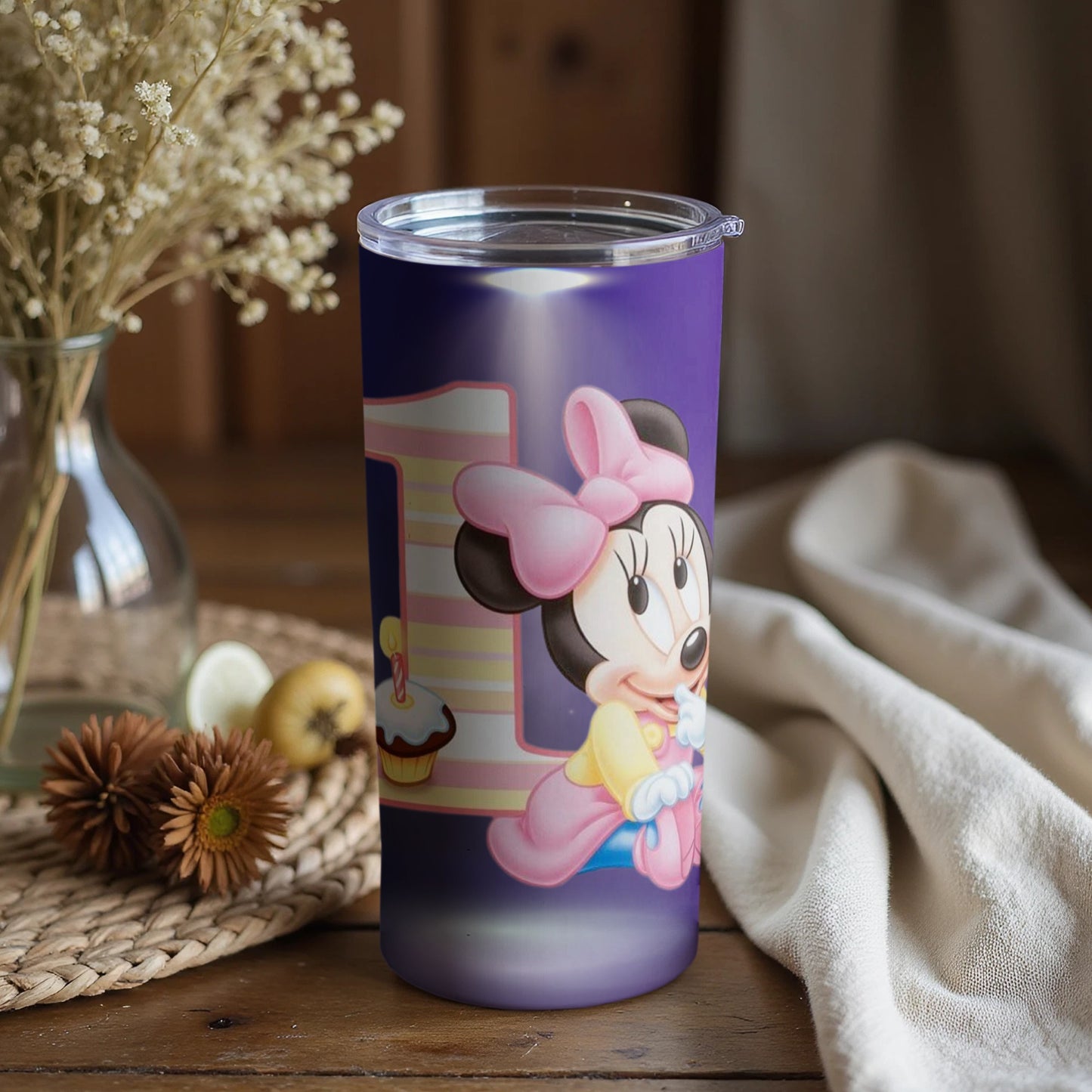 Adorable Large Purple Minnie Mouse Themed Tumbler