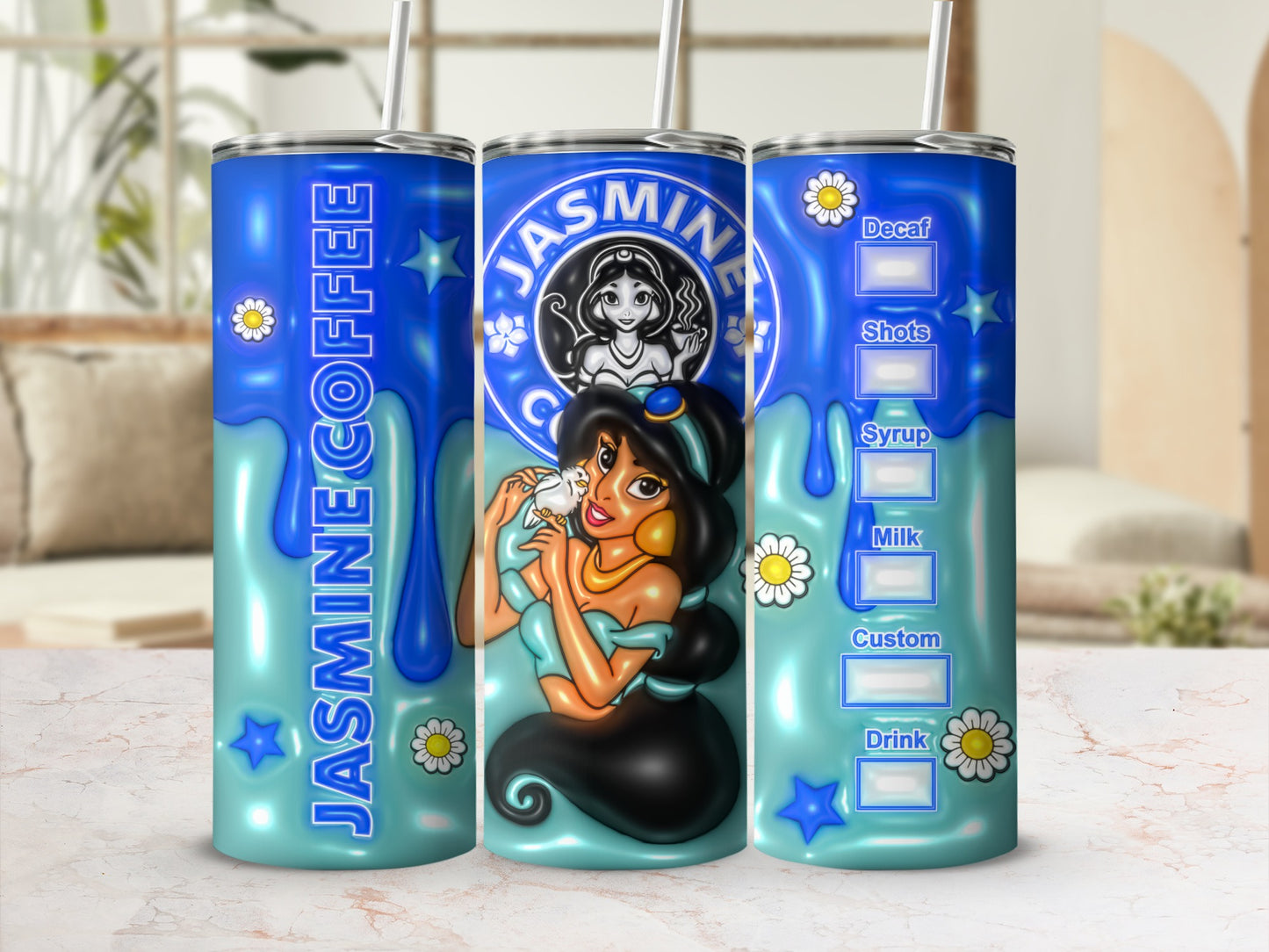 Jasmine Coffee Themed Double-Wall Stainless Tumbler