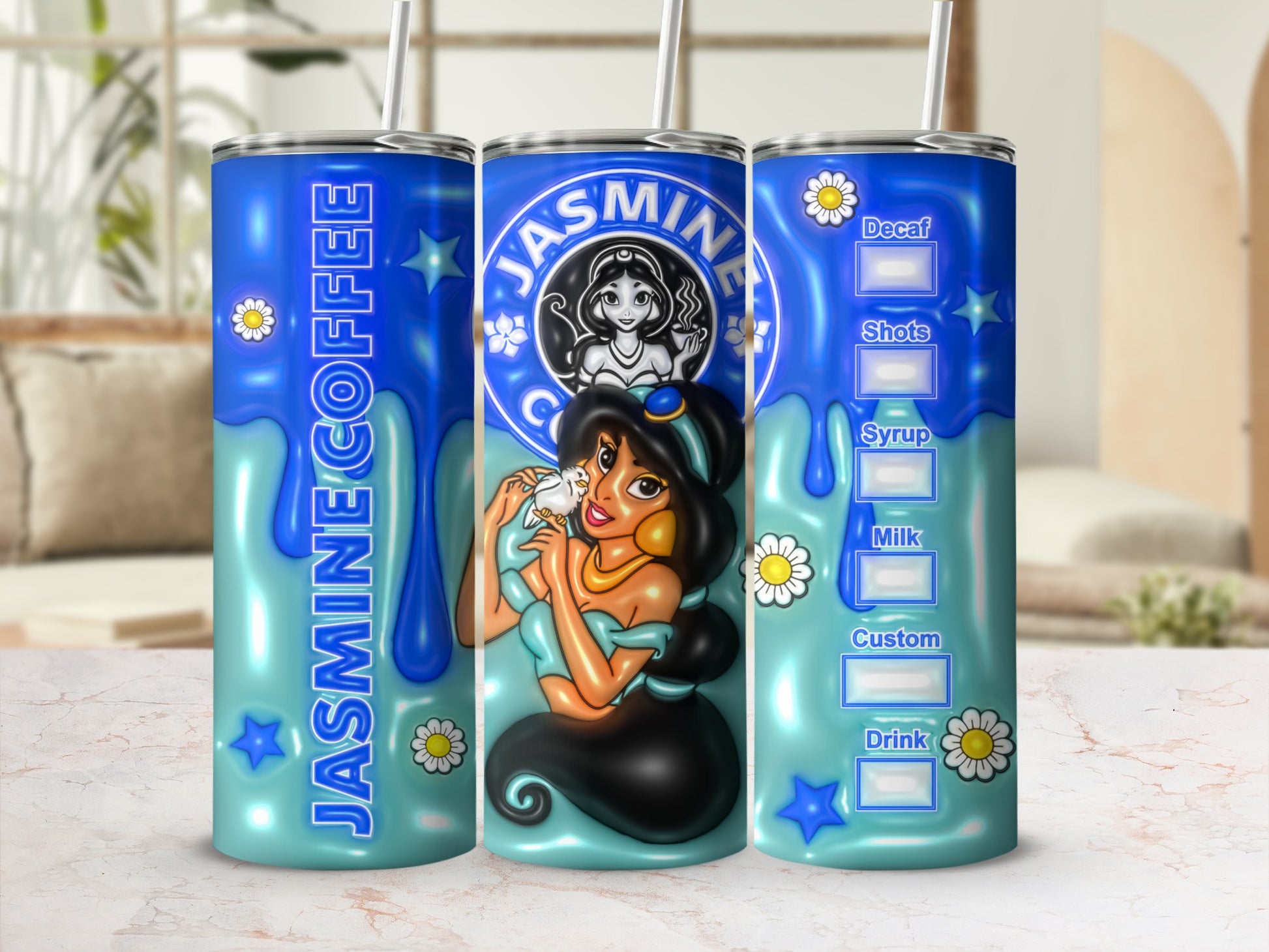 Jasmine Coffee Themed Double-Wall Stainless Tumbler