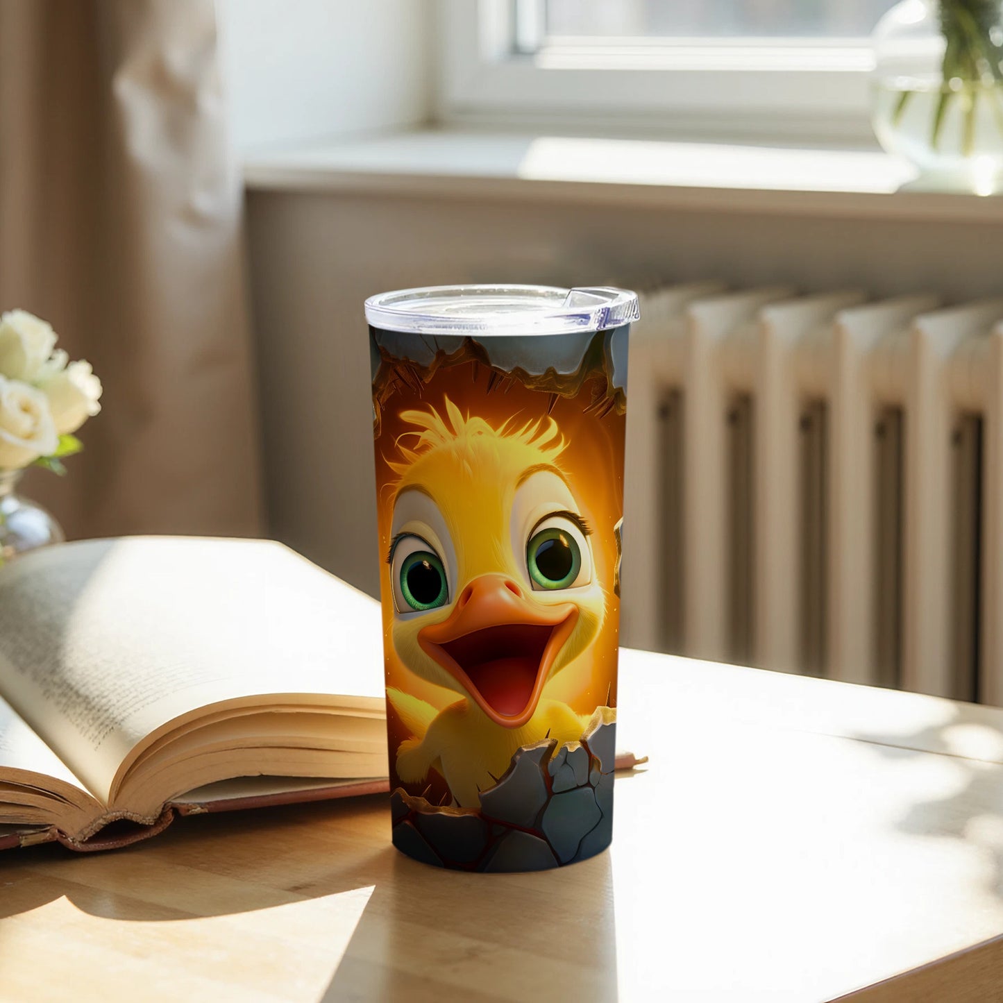Joyful Yellow Chick Hatching Design Tumbler product type