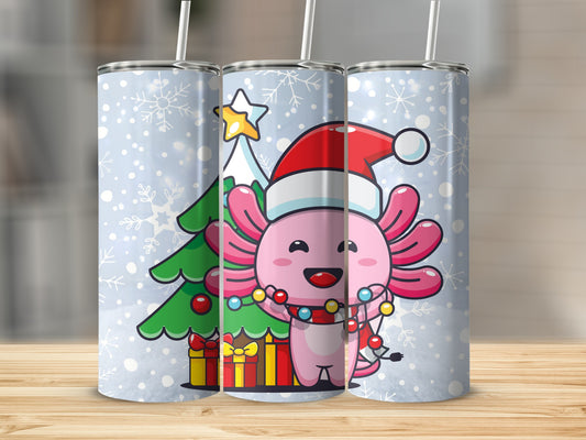 Festive Axolotl with Christmas Tree Tumbler Gift