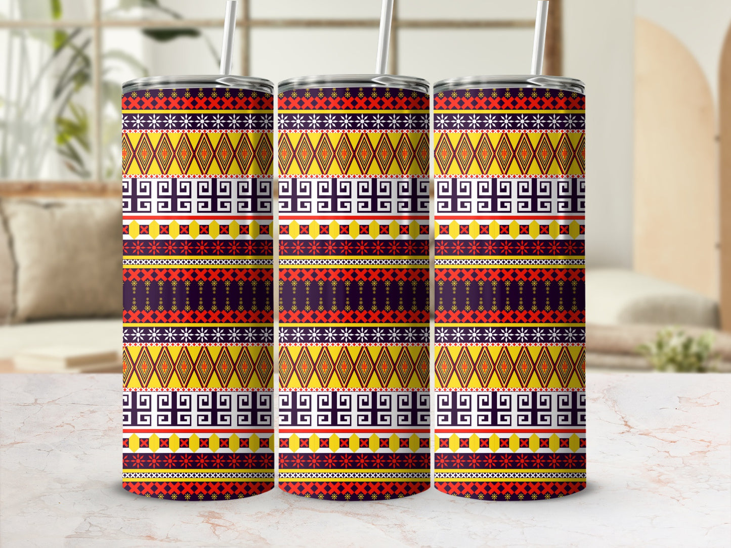 Colorful Geometric Pattern Insulated Tumbler