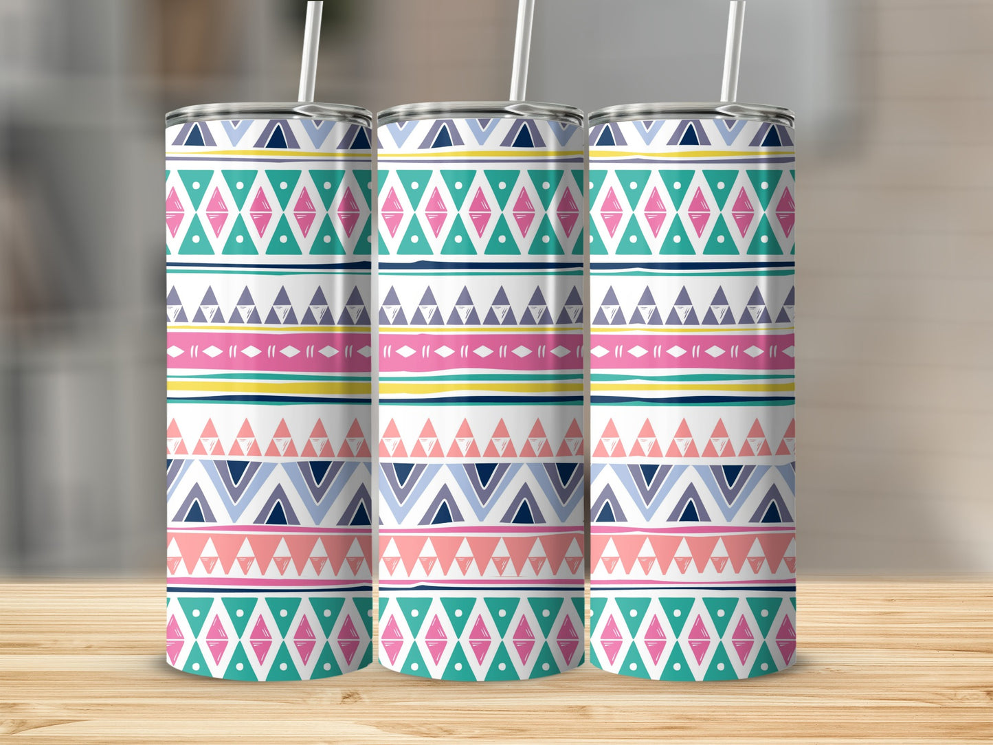 Colorful Geometric Pattern Insulated Tumbler Product