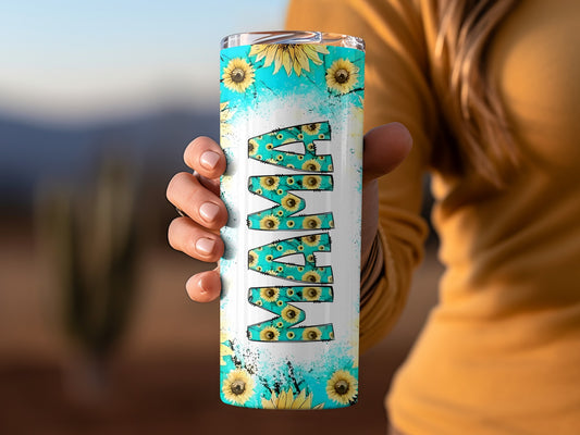 Sunflower Themed Mama Design Tumbler Cup