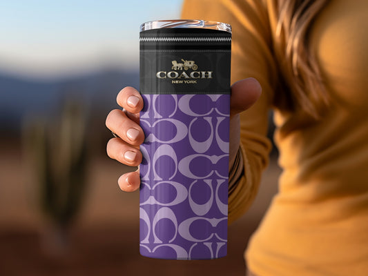 Purple Coach New York Pattern Insulated Tumbler