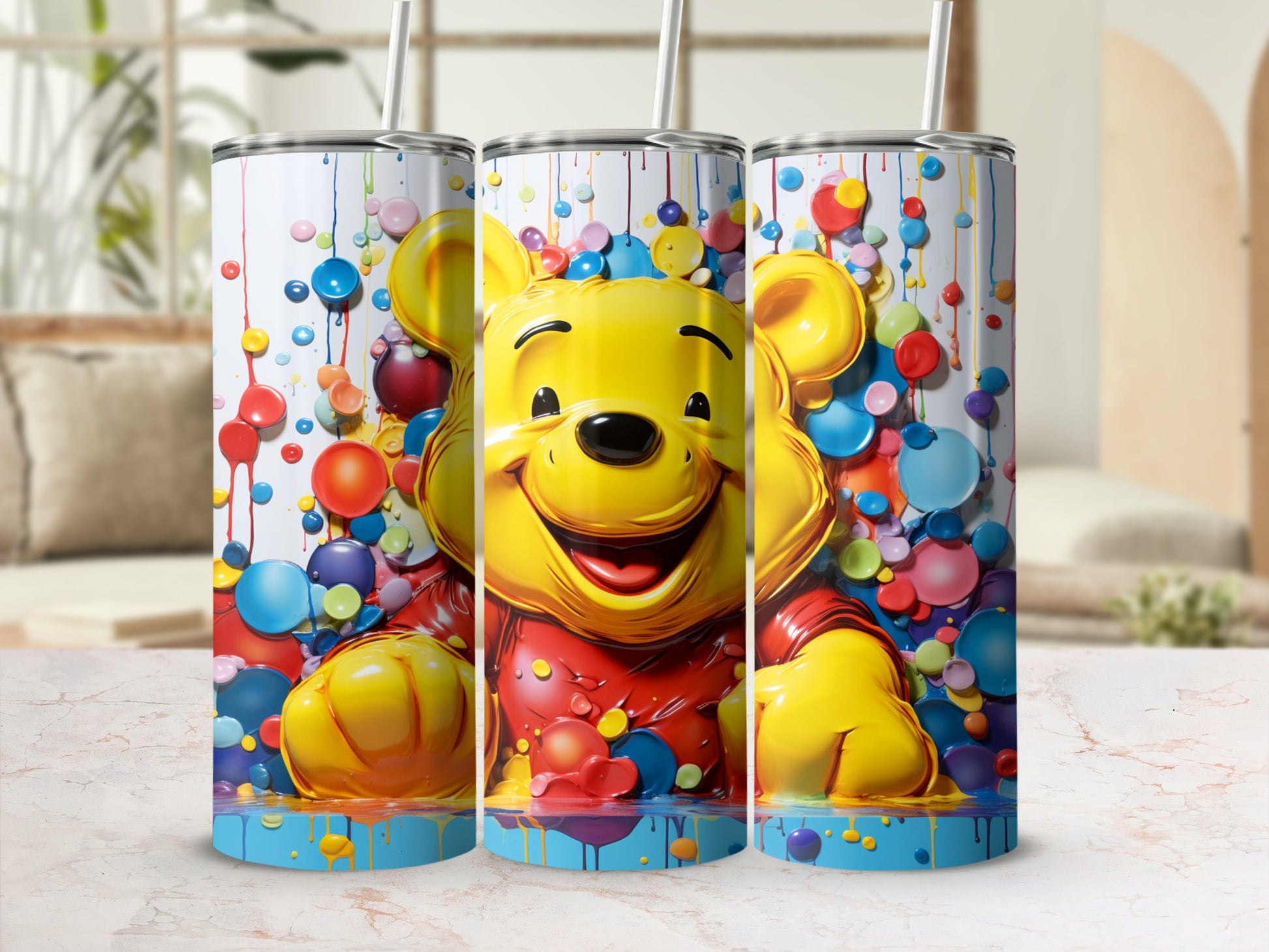 Colorful Bubbly Bear Design Stainless Steel Tumbler