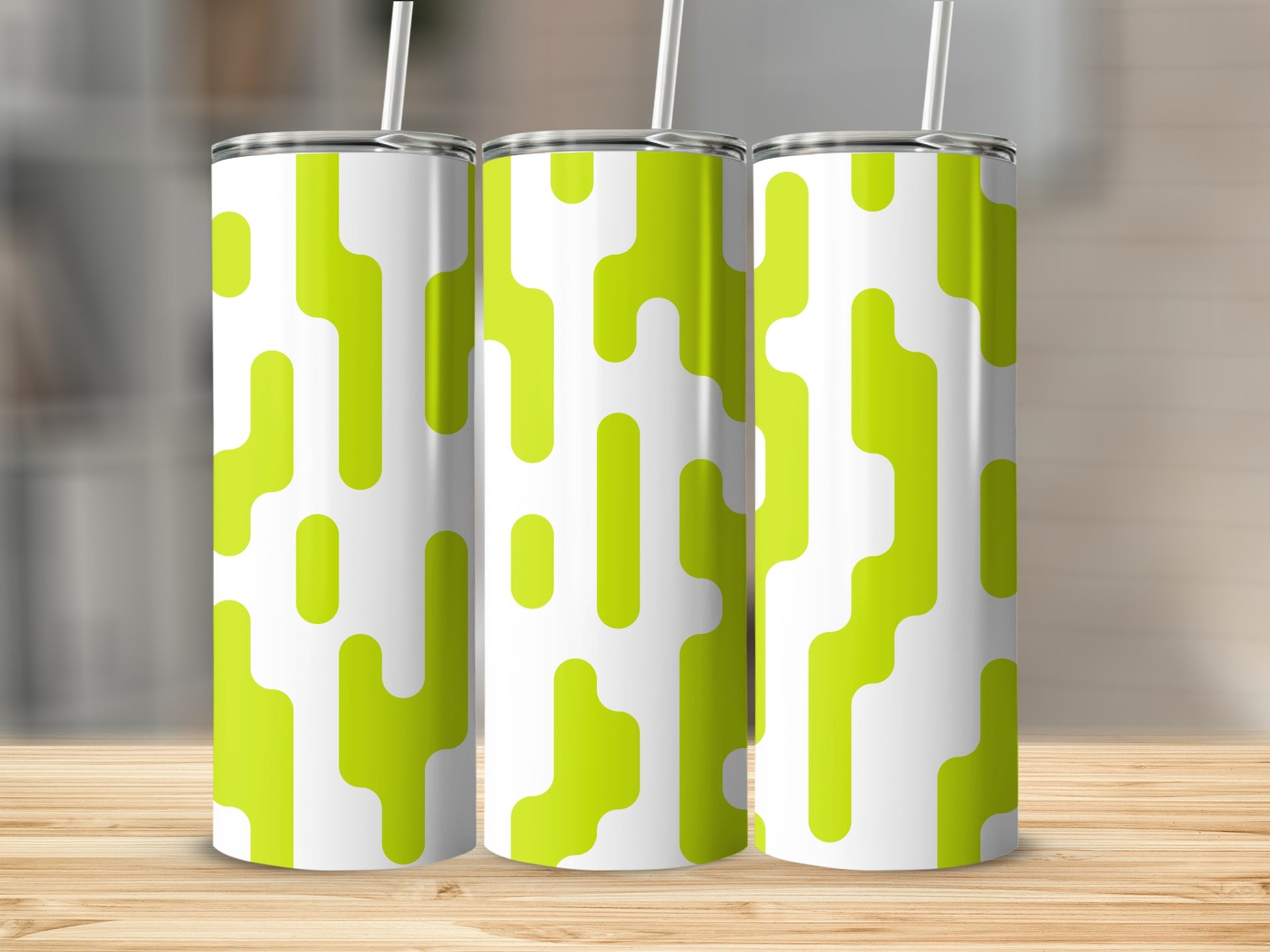 Modern Green and White Abstract Design Tumbler