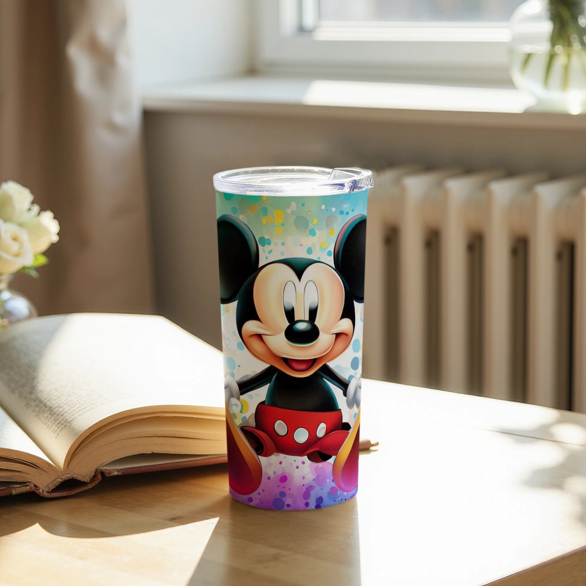 Colorful Mickey Mouse Sitting on Table tumbler