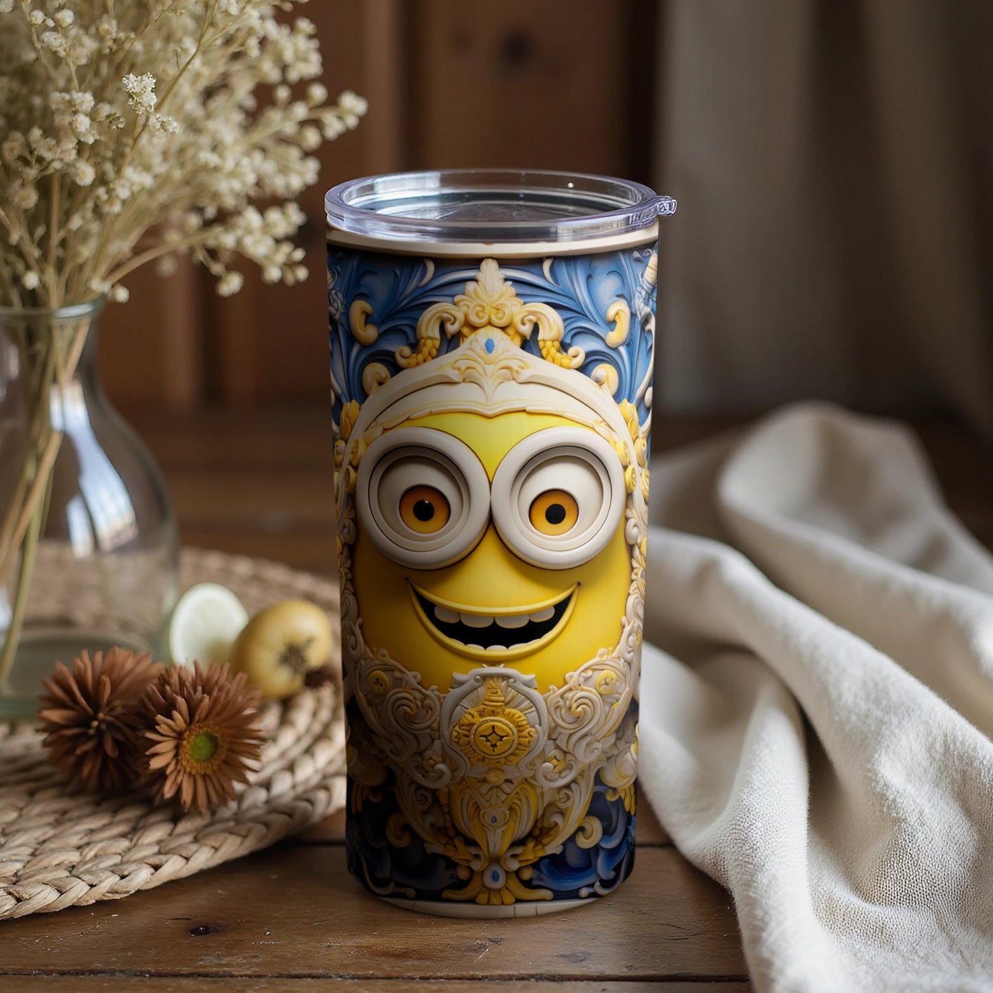 Delightful Minion Themed Travel Tumbler With Lid