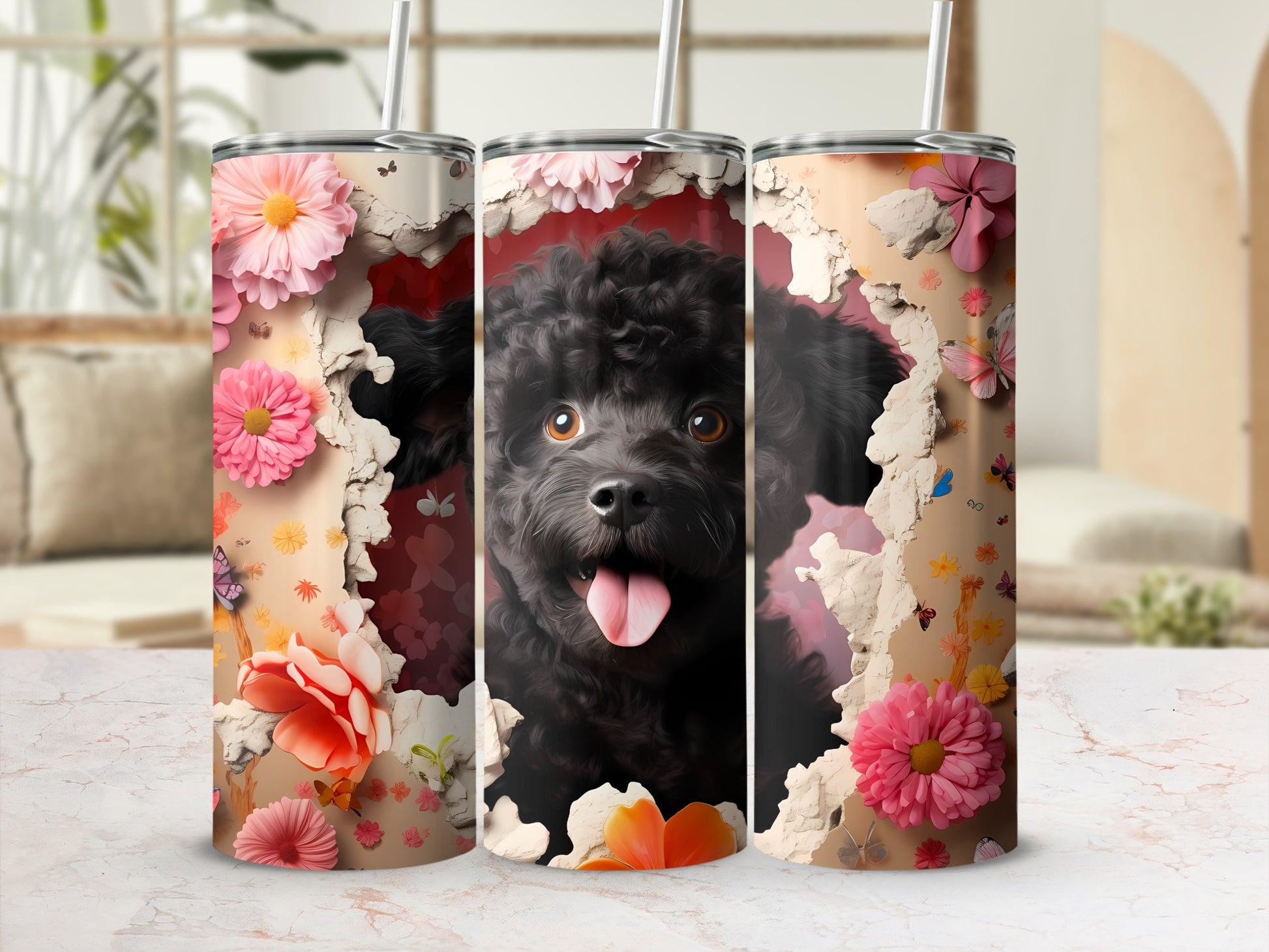 Black Poodle Puppy Bright Floral Butterfly Delight product type
Poodle
Black Poodle
Poodle Puppy
Dog Lover
Cute Dog
Animal Design
Floral Art
Flower Design
Pink Flowers
Orange Flowers
Butterflies
Butterfly Art
Pet Lover Gift
Spring Design
Summer Vibes
Tumbler Design
Drinkware
Beverage Container
Unique Art
Happy Poodle