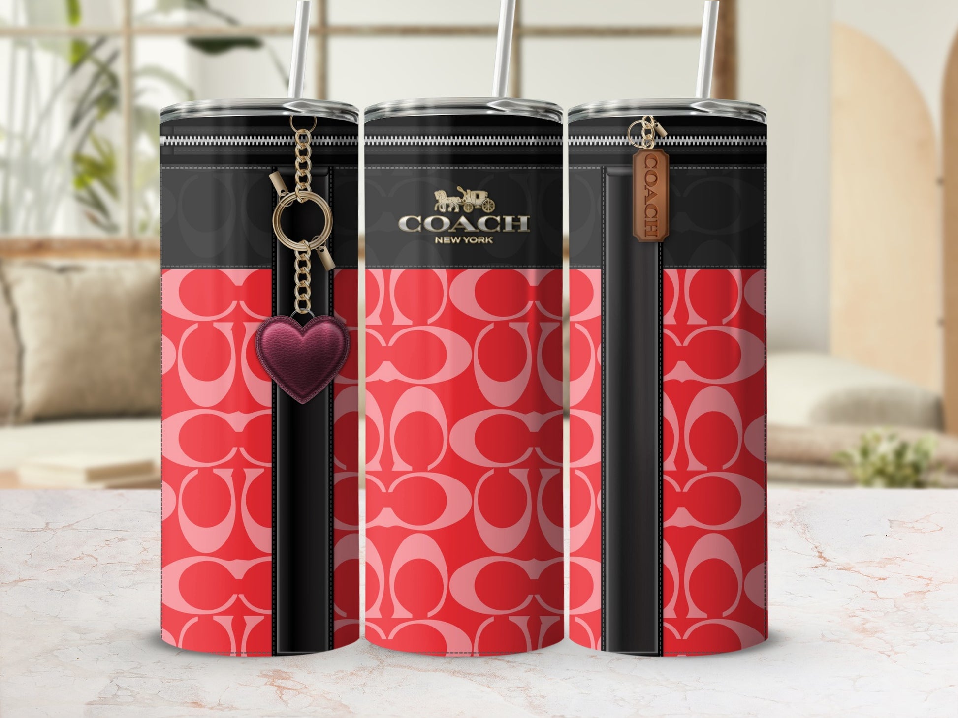 Coach New York Designer Tumblers with Heart Charm