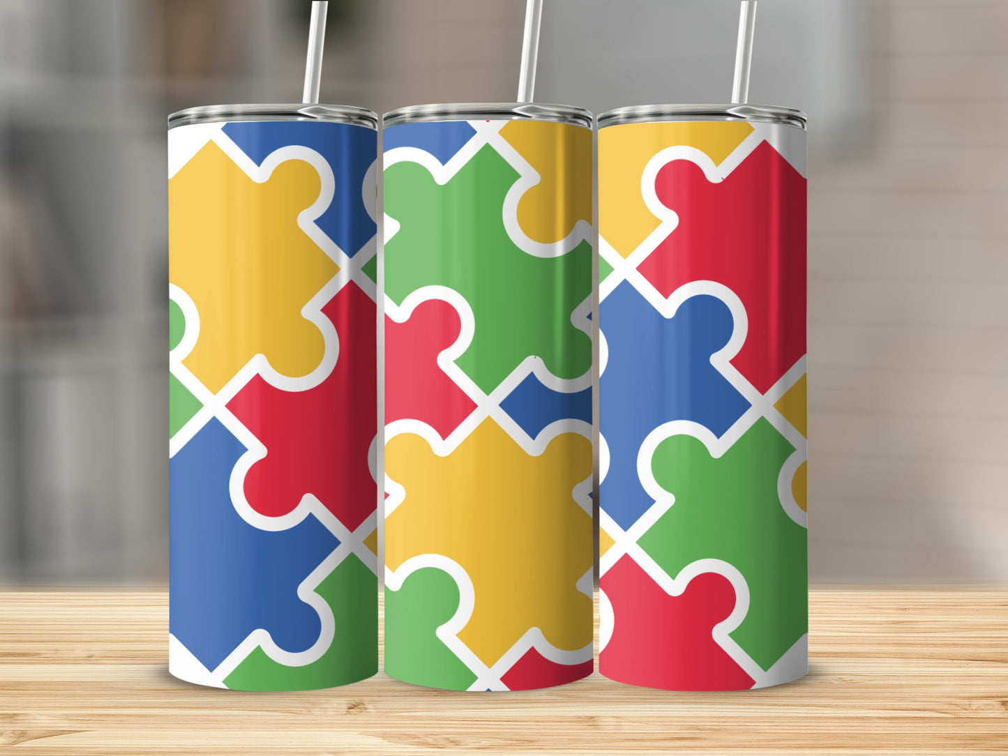 Colorful Puzzle Design Tall Insulated Tumbler