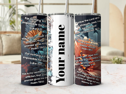 Inspirational Scripture Printed Tumbler Personalized