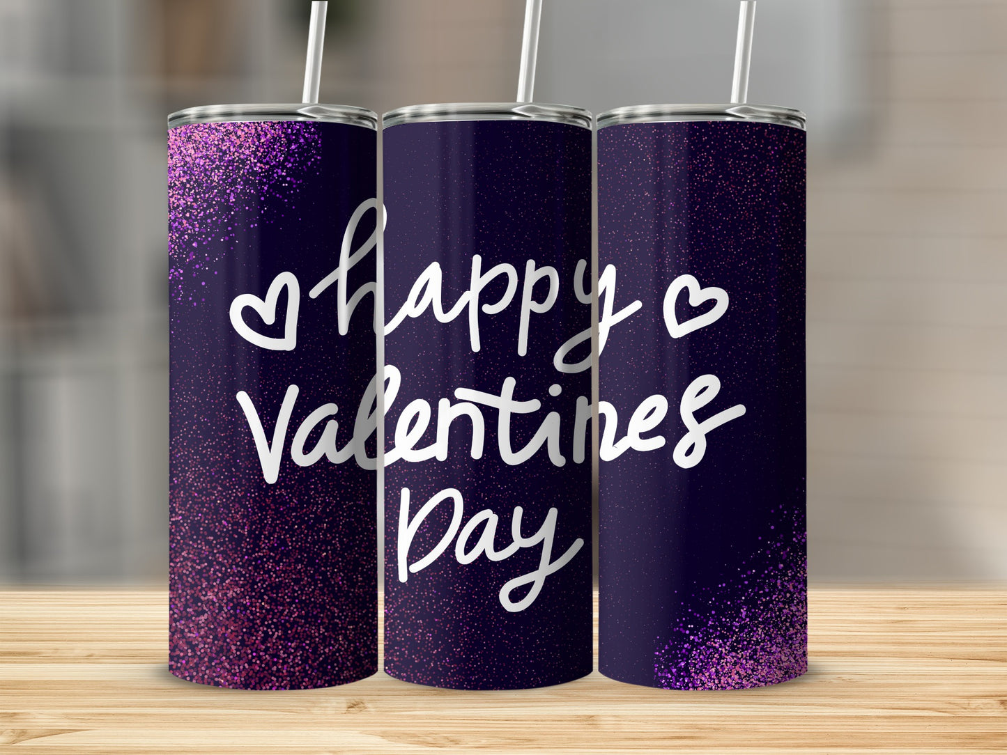Happy Valentines Day Glitter Design Tumbler Product