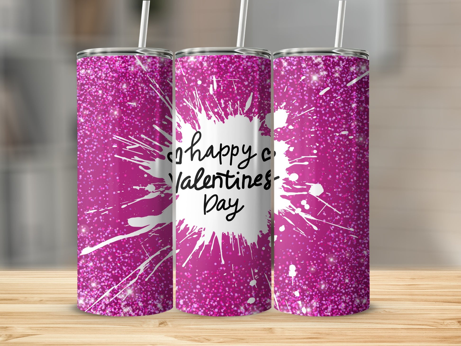 Sparkling Happy Valentine's Day Tumbler Design