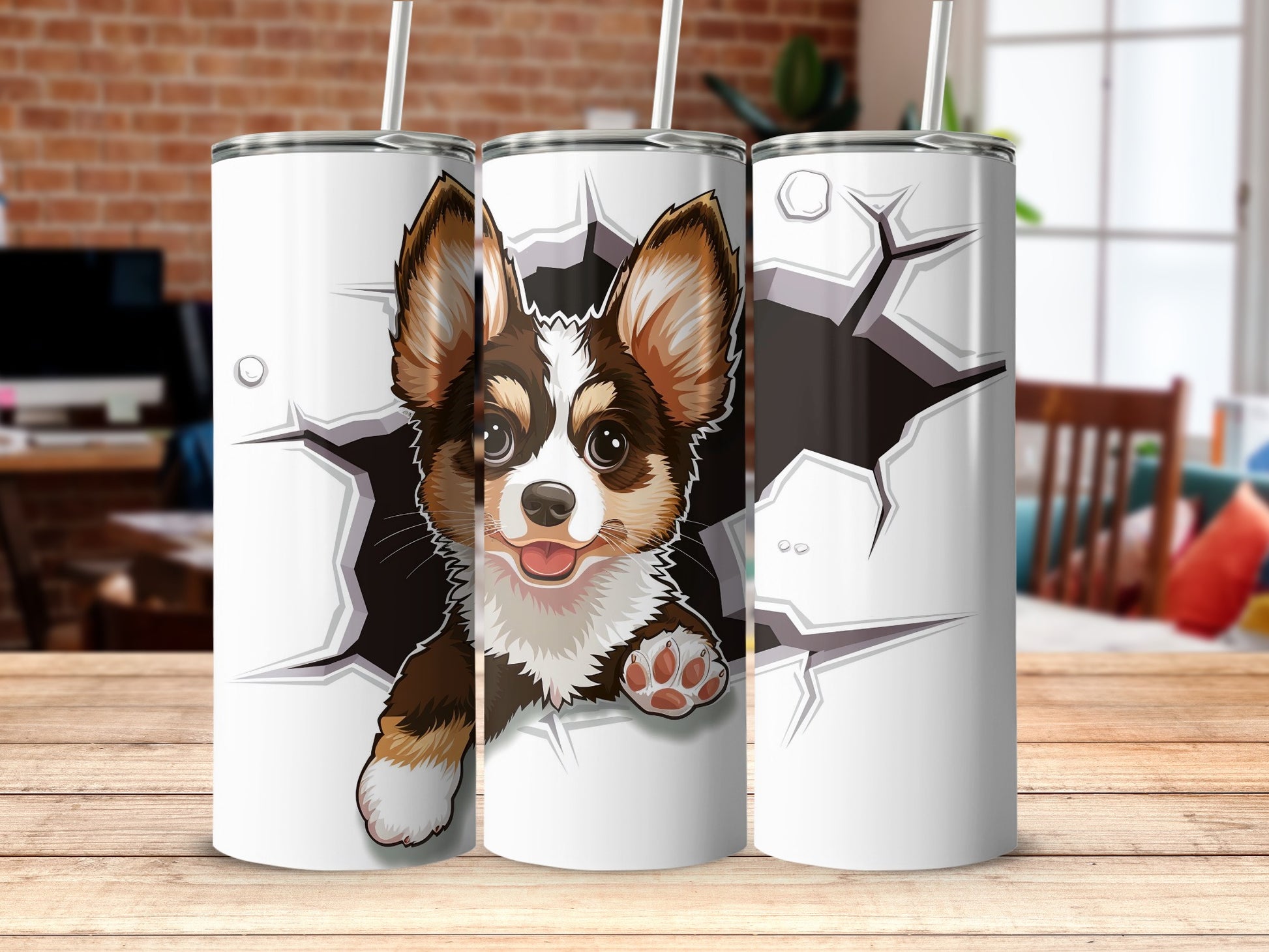 Adorable Corgi Puppy Bursting Tumbler product type
Tumbler, Corgi, Dog, Puppy, Pet, Animal, Cute, Adorable, Cartoon, Illustration, Drinkware, Insulated, Beverage, Doglover, Gift, Unique, Playful, Canine, Cracked, Bursting