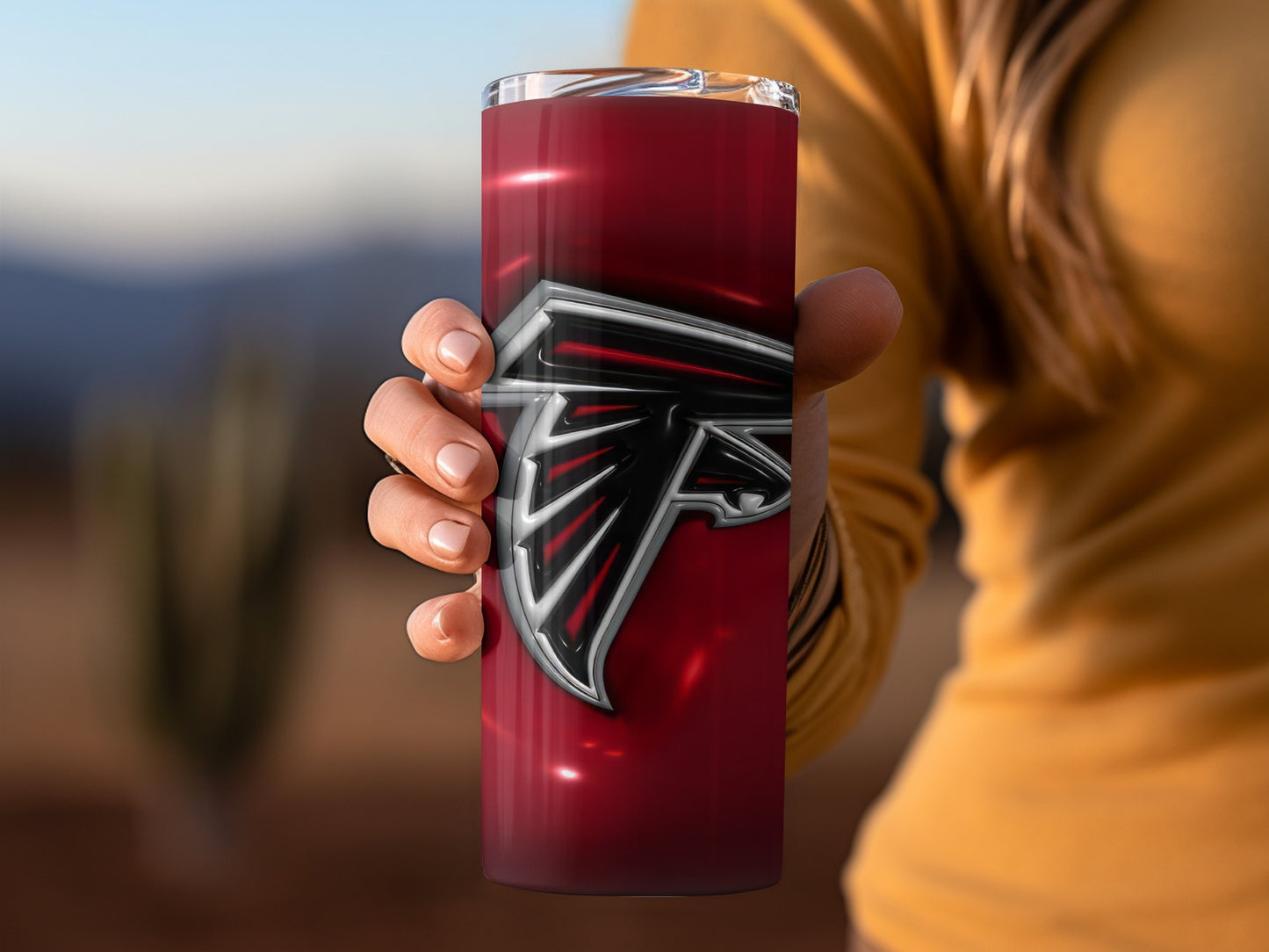 Atlanta Falcons Team Logo on Red Background Tumblers
