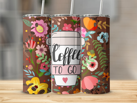 Colorful Coffee To Go Floral Design Tumbler Product
