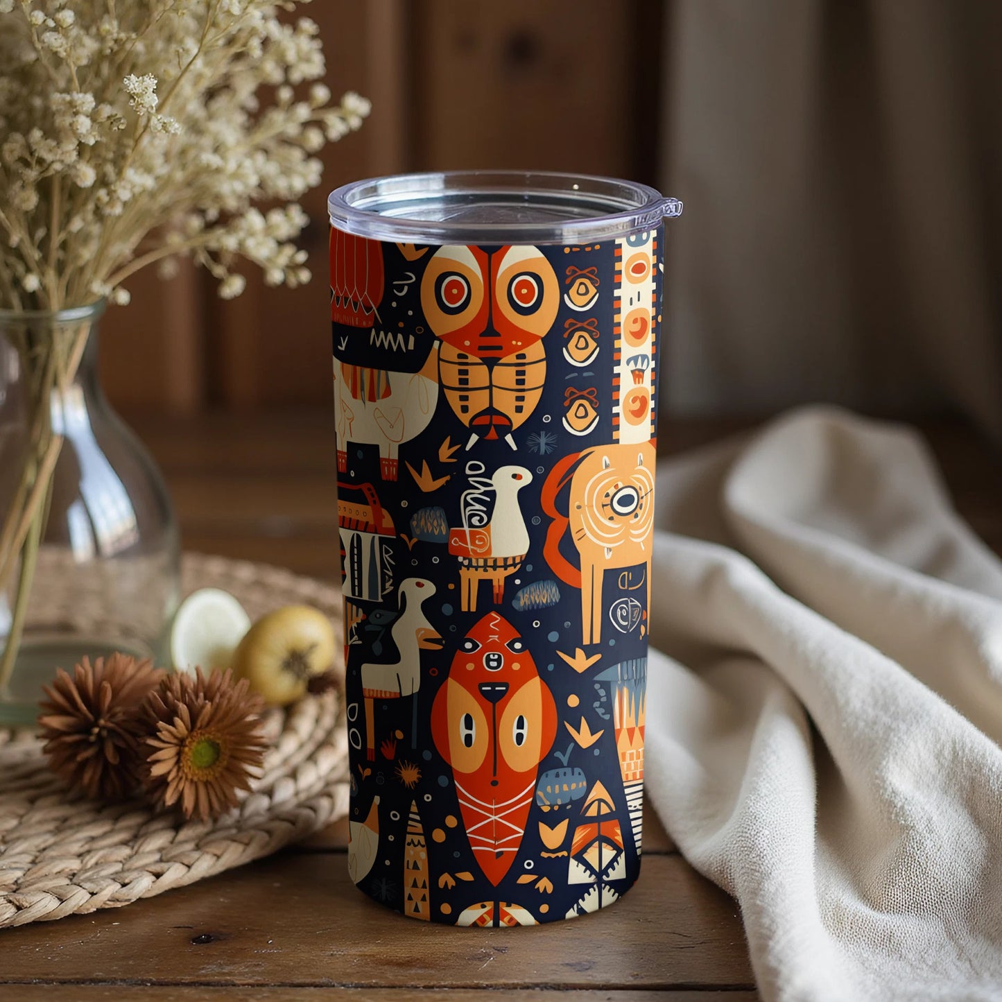 Vibrant Folk Art Patterned Travel Mug for Everyday Use