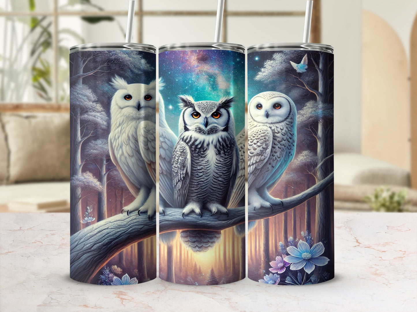Enchanting Owl Design Stainless Steel Tumbler Product