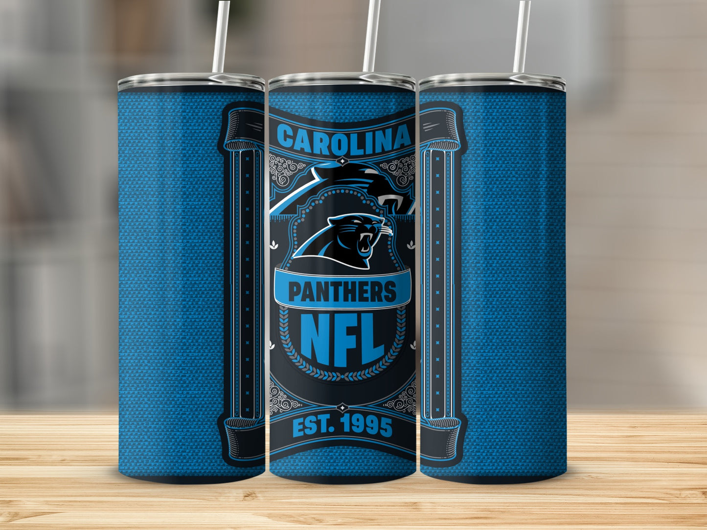 Carolina Panthers NFL Logo Blue Background Design Tumbler