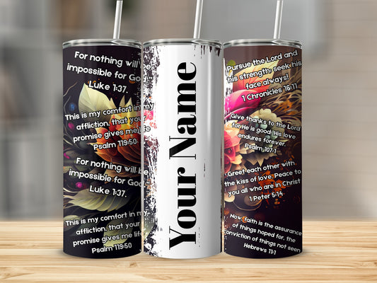 Custom Christian Quotes Tumbler with Floral Design