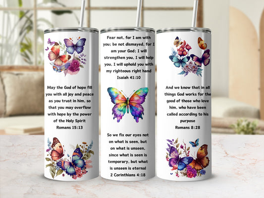 Inspiring Butterfly Christian Quotes Tumbler Cup
