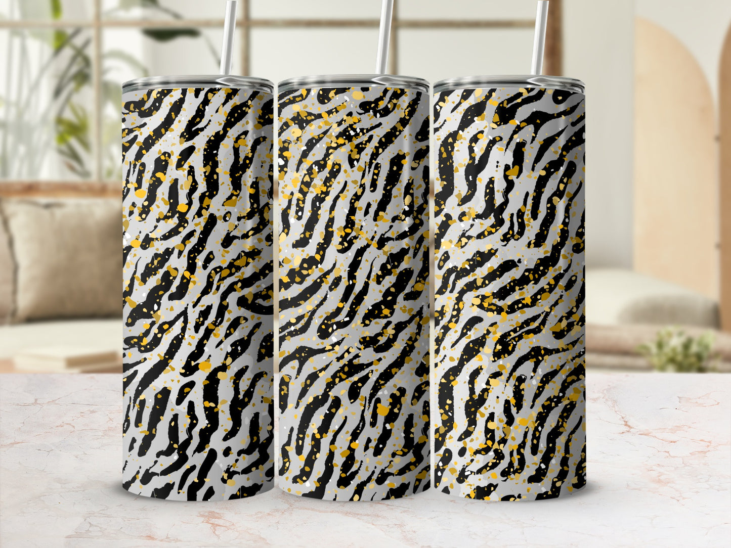 Abstract Wild Animal Print Tumbler Cup Design