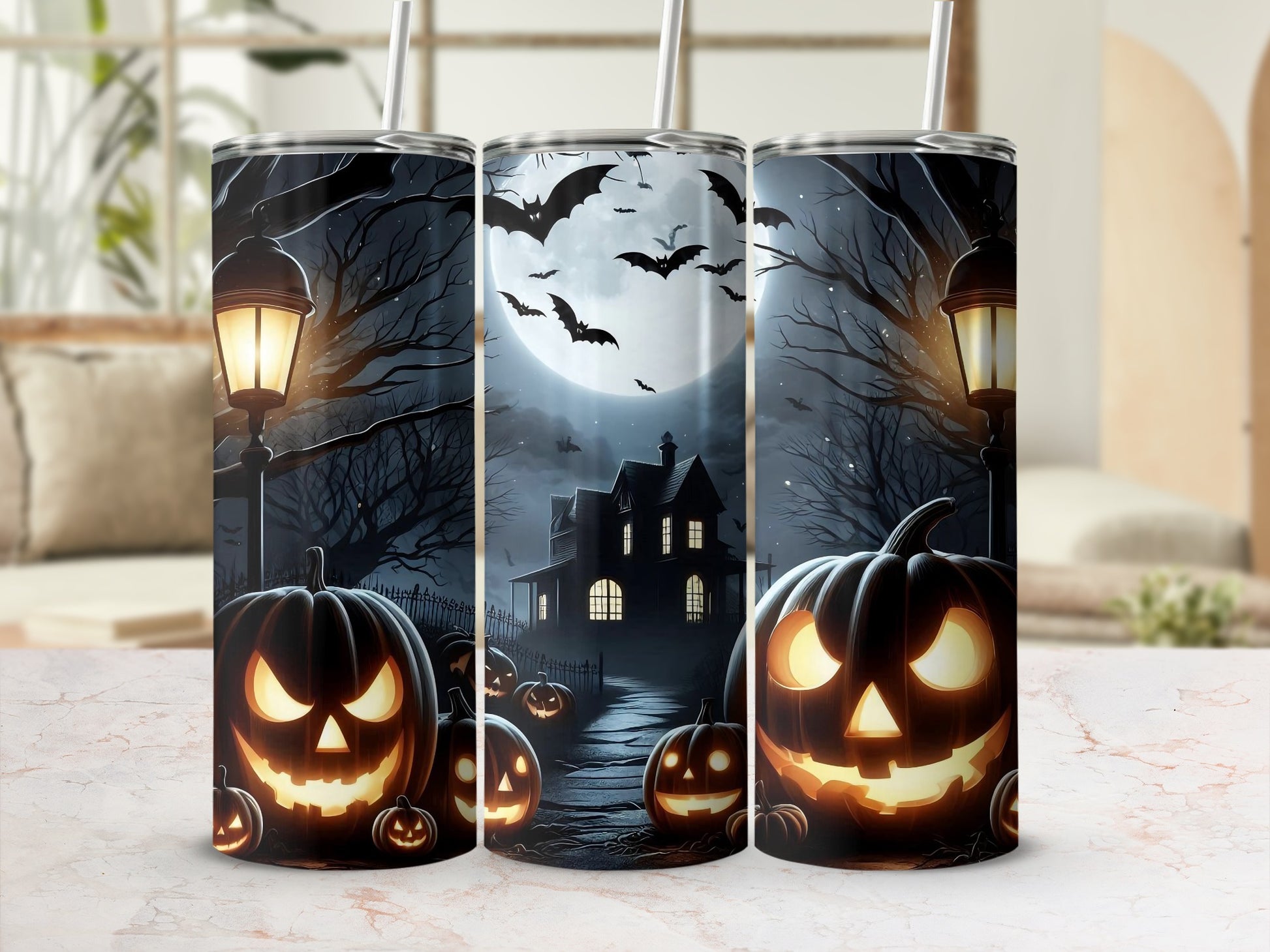 Spooky Halloween Themed Jack-O-Lantern Tumbler Product