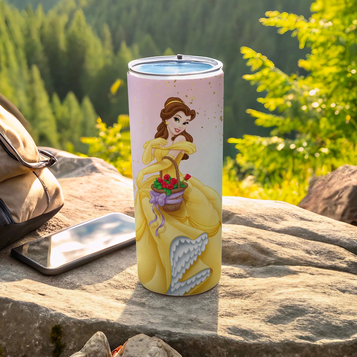 Belle Holding Basket of Flowers Tumbler Product