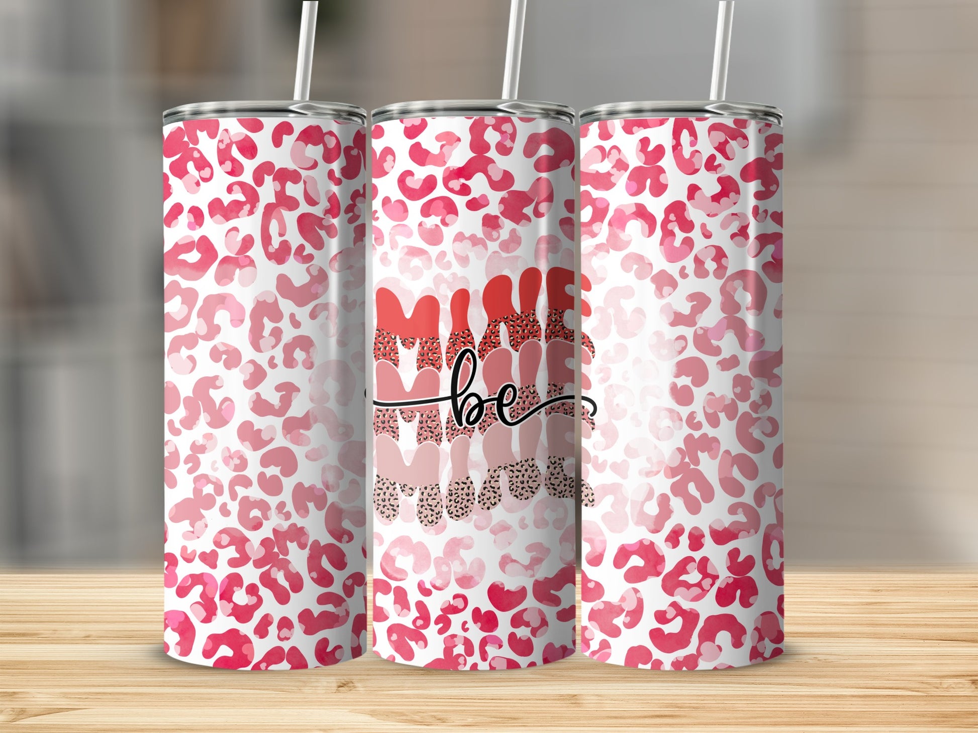 Pink Leopard Print Tumbler with Minnie Design Tumbler