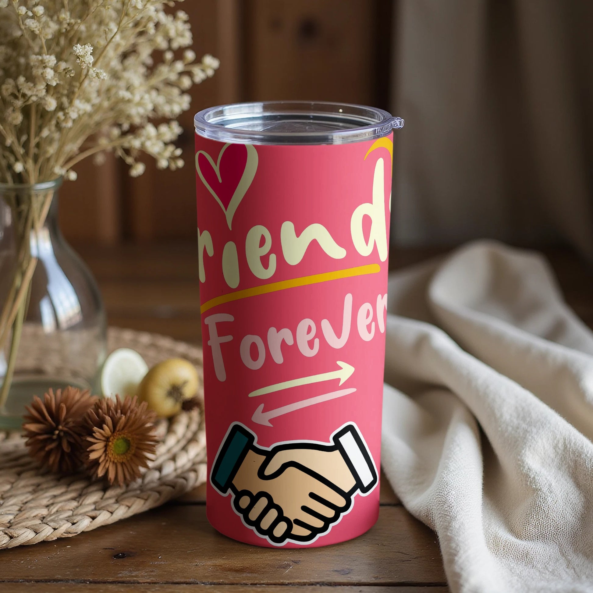 Friends Forever Handshake Design Insulated Tumbler