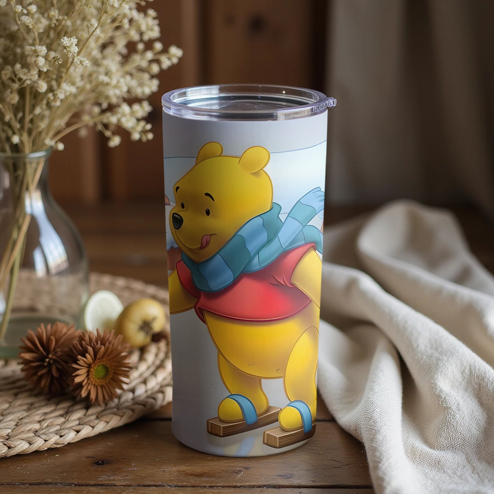 Winnie the Pooh Tumbler with Winter Scarf Design