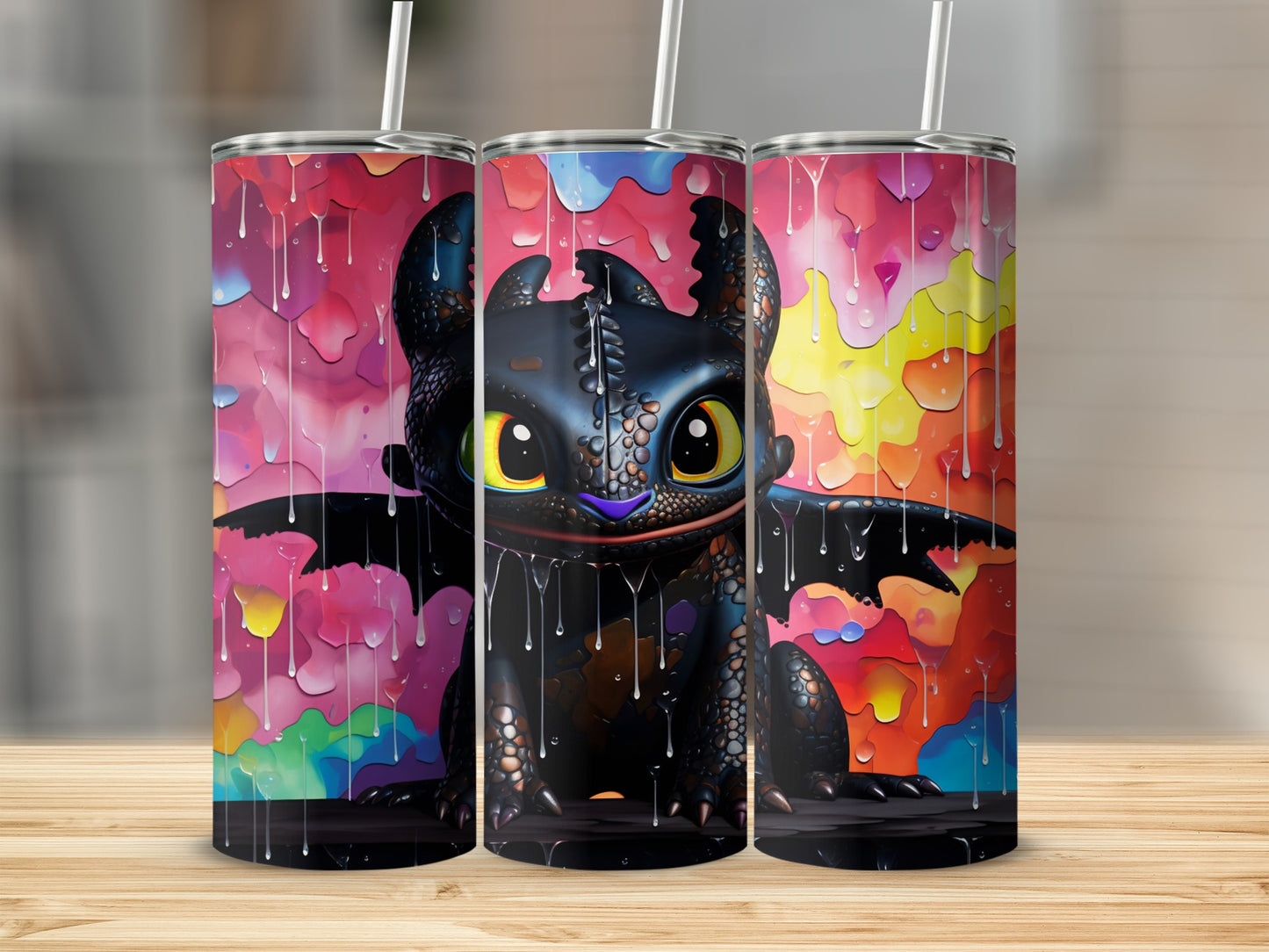 Colorful Cartoon Dragon Design Insulated Tumbler Cup