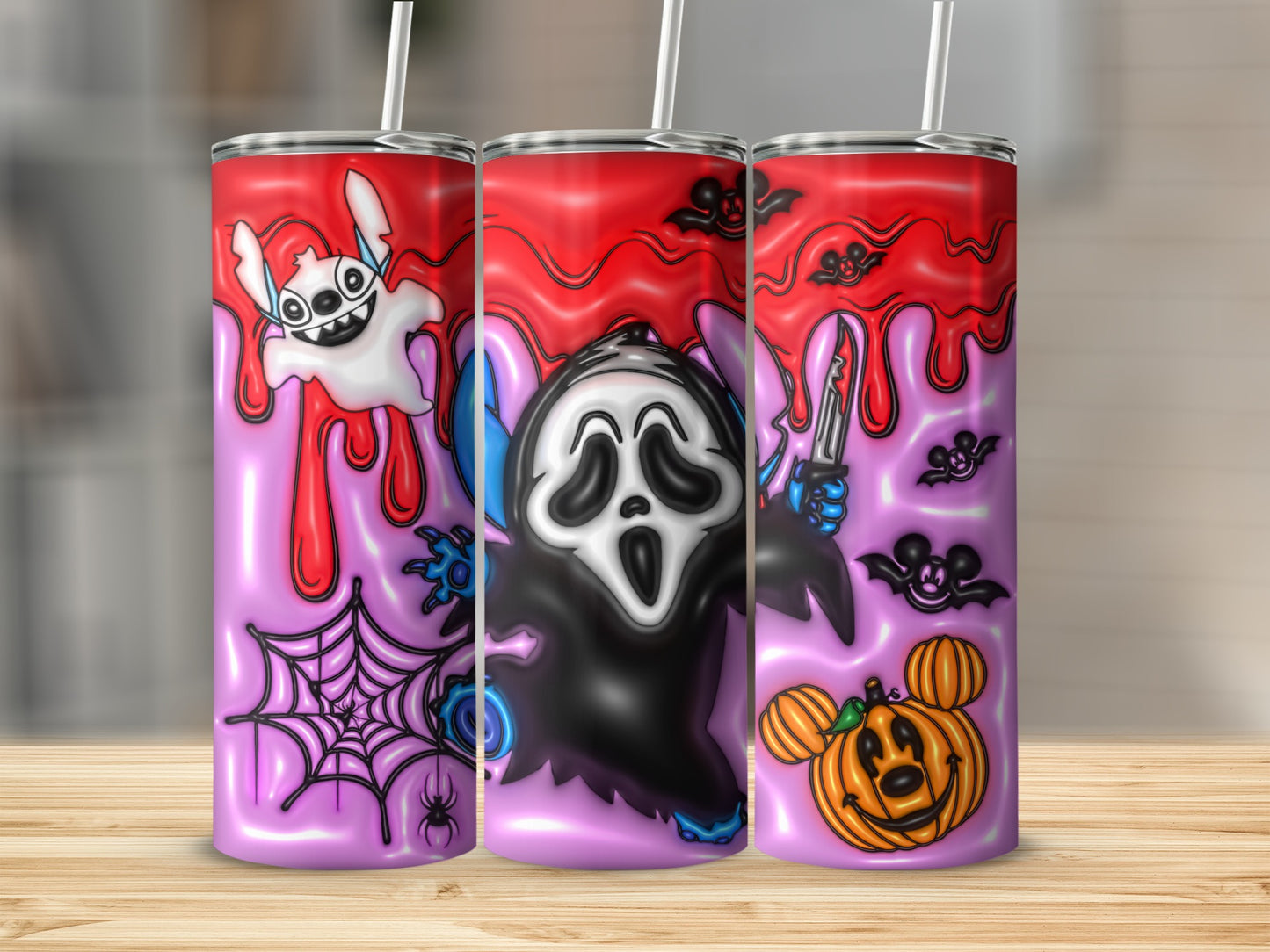 Scary Halloween Themed Tumbler With Ghost Design