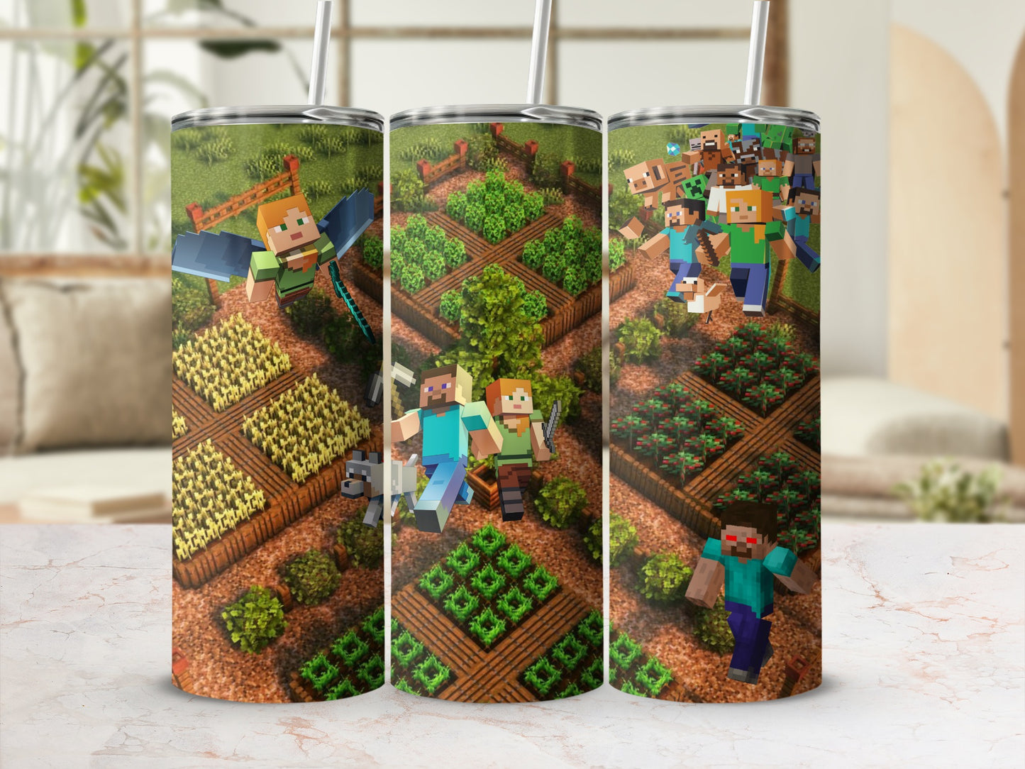 Vibrant Minecraft Character Farming Scene product