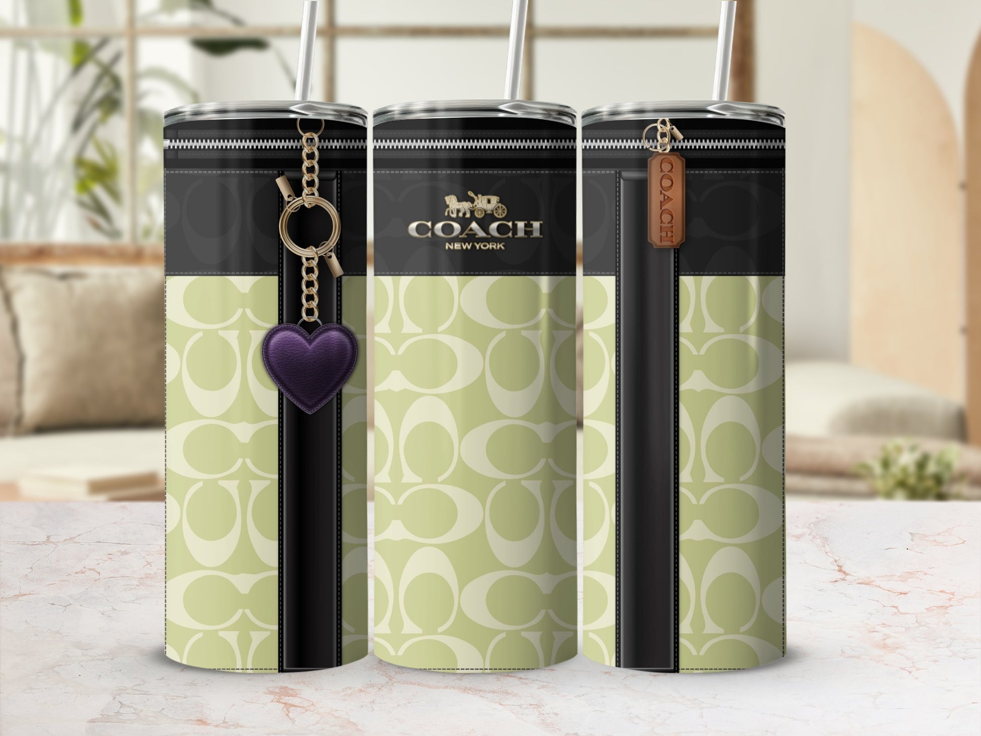 Coach New York Branded Tumblers with Heart Tag Option