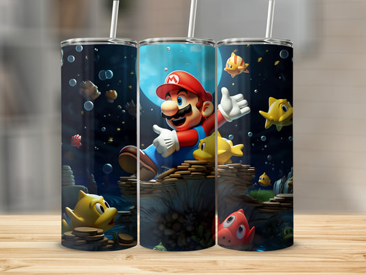 Underwater Adventure Mario Characters Tumbler Cup