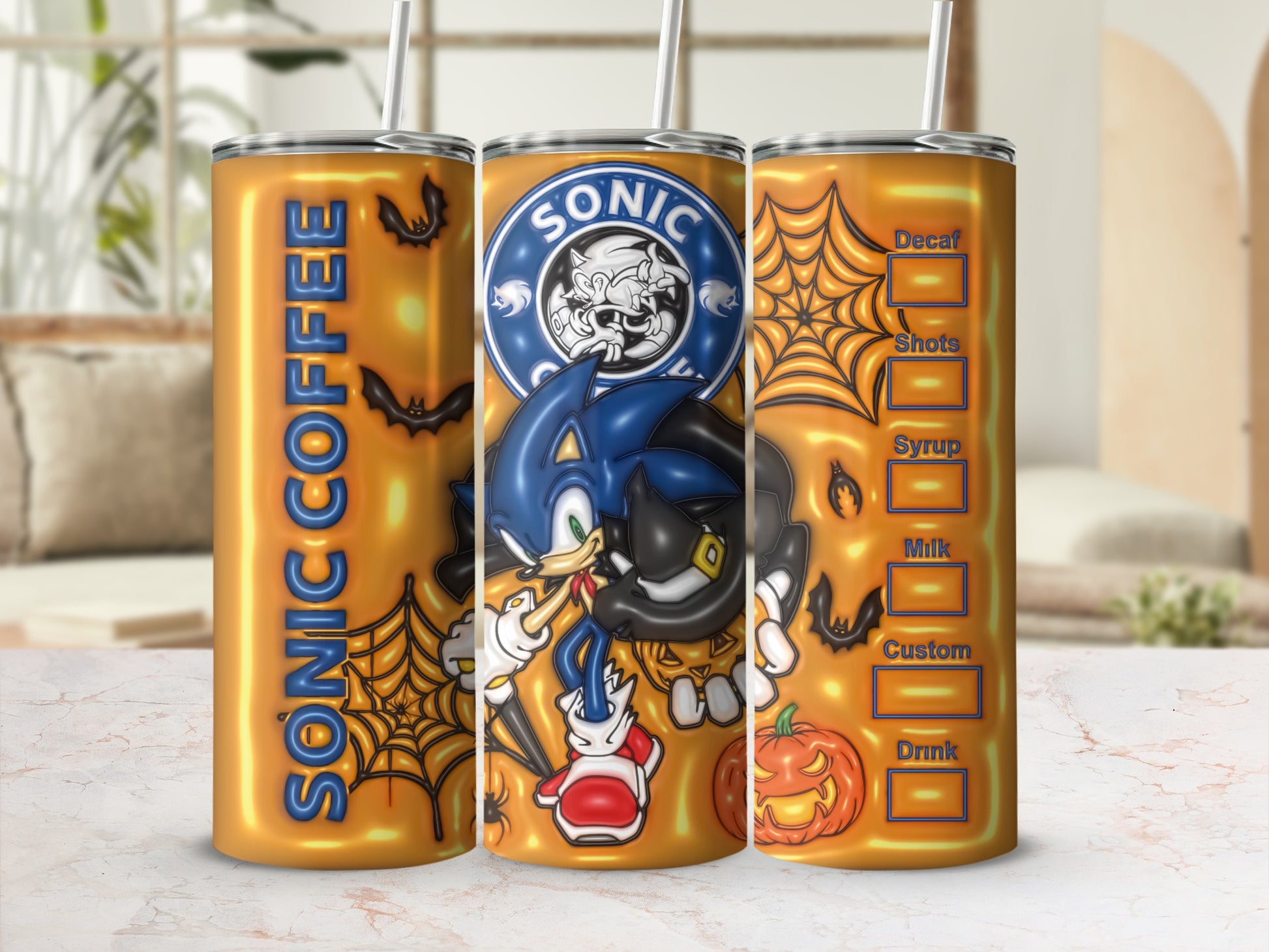 Sonic Halloween Coffee Tumbler Bats Pumpkin Spiderweb product type