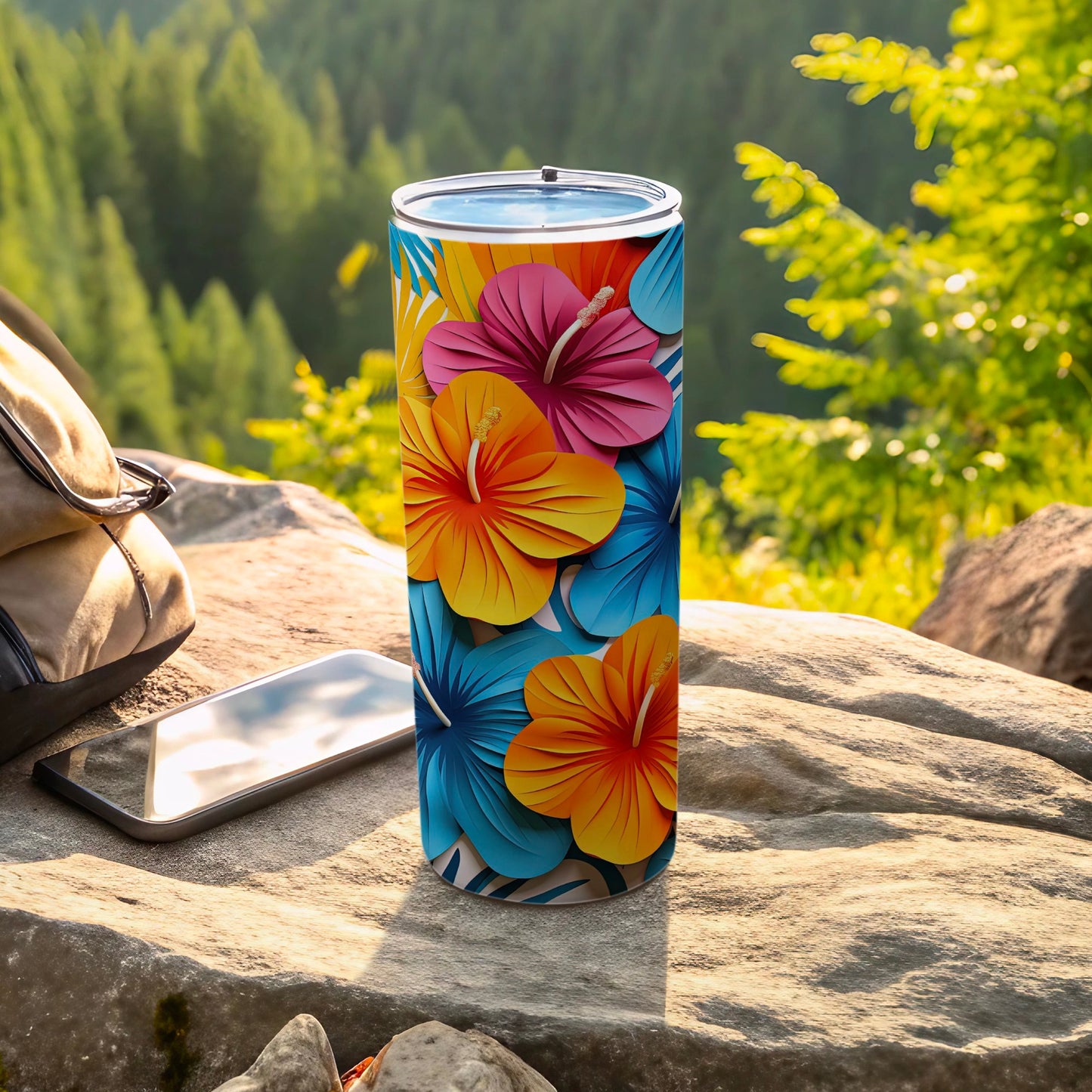 Bright Colorful Floral Design Tumbler 20 oz Stainless Steel