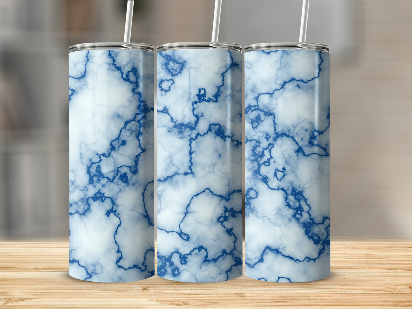 Vibrant blue marble pattern insulated tumbler product type