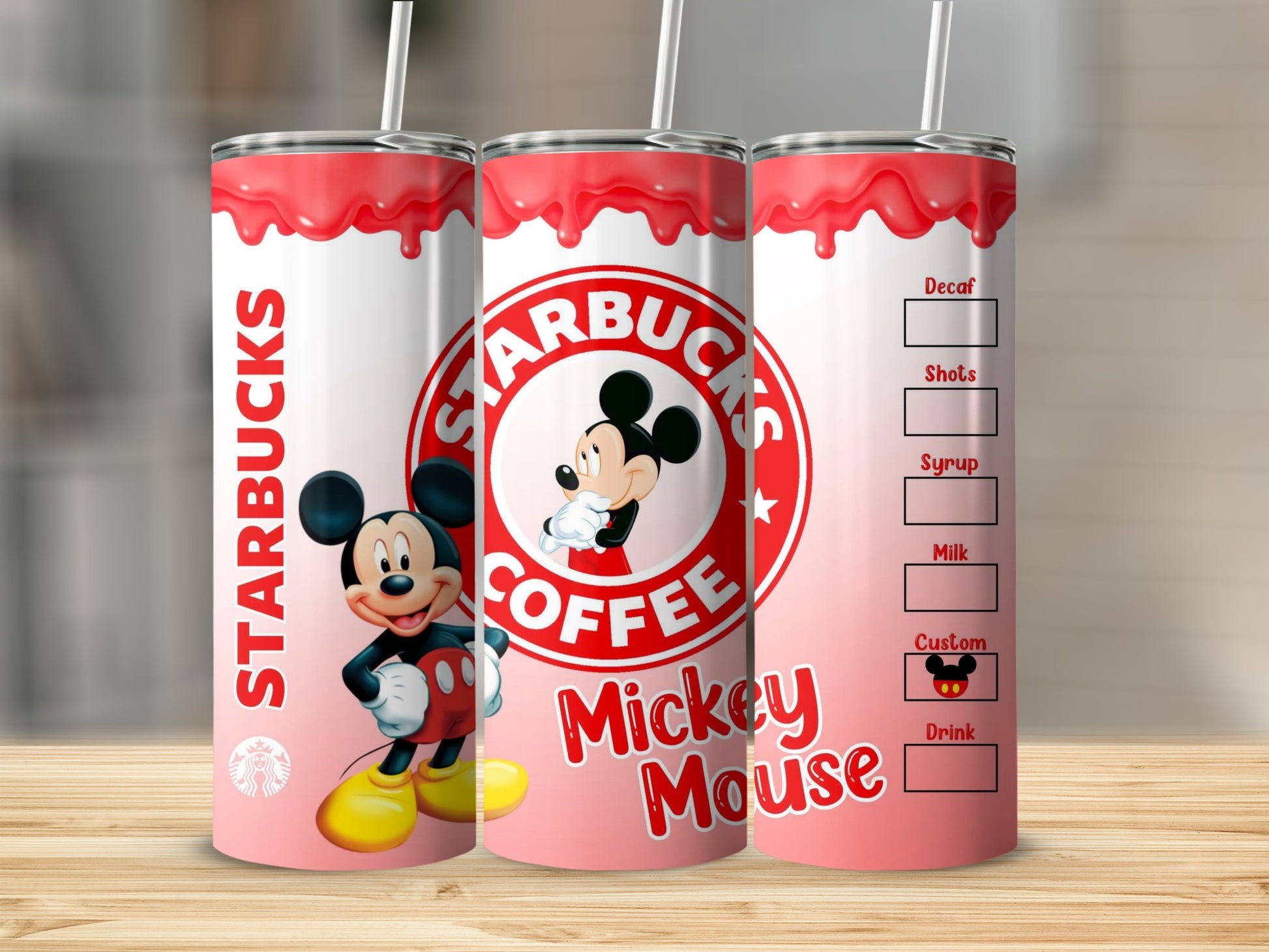 Starbucks Coffee Mickey Mouse Custom Drink Tumbler