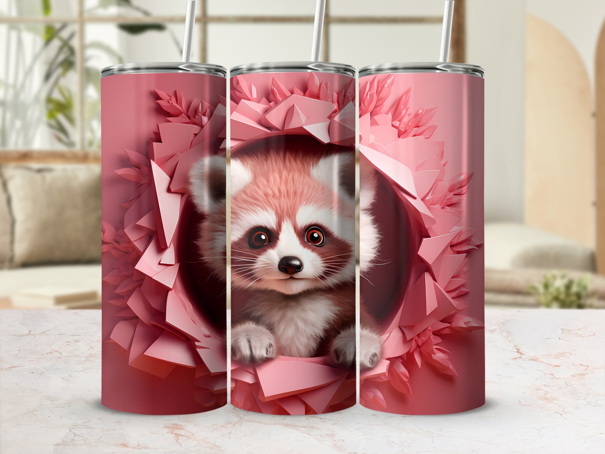 Adorable Red Panda Peekaboo Design Tumbler