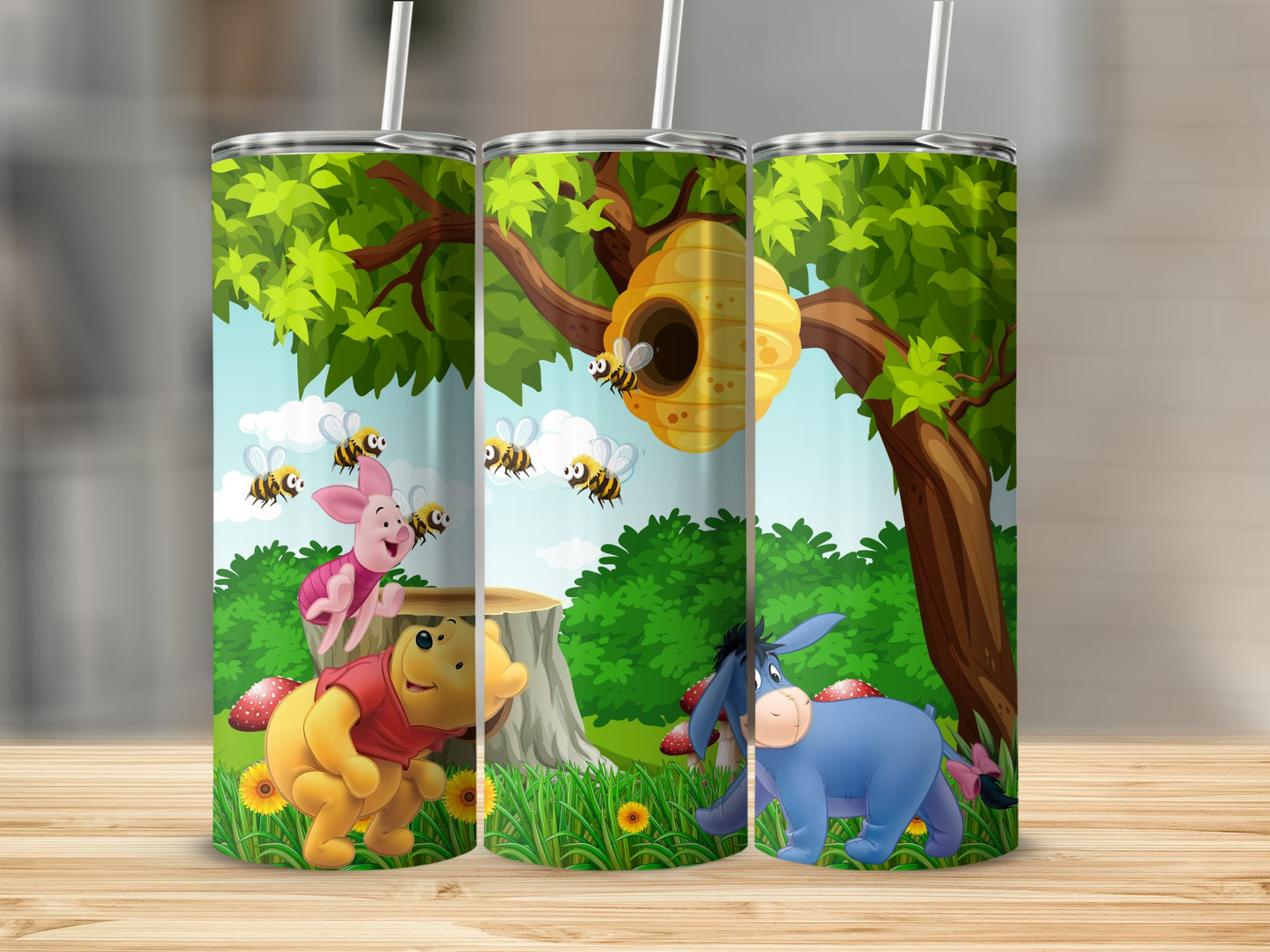Cute Bee Tree Theme Cartoon Tumbler