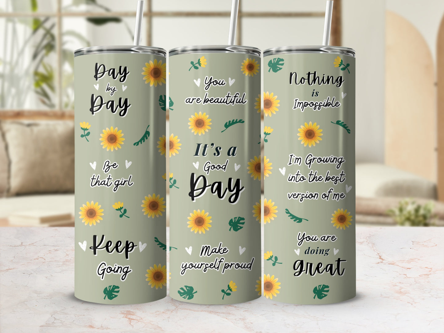 Inspirational Sunflower Quotes Tumbler for Daily Motivation