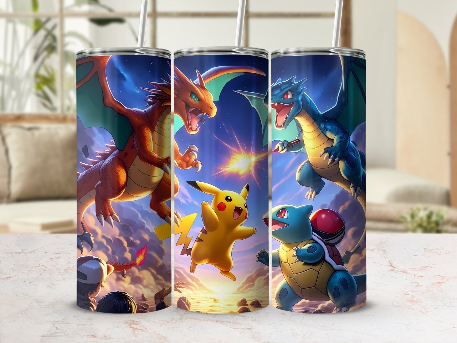 Vibrant Pokemon Character Battle Scene Tumbler