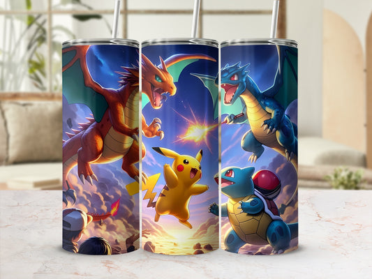 Vibrant Pokemon Character Battle Scene Tumbler