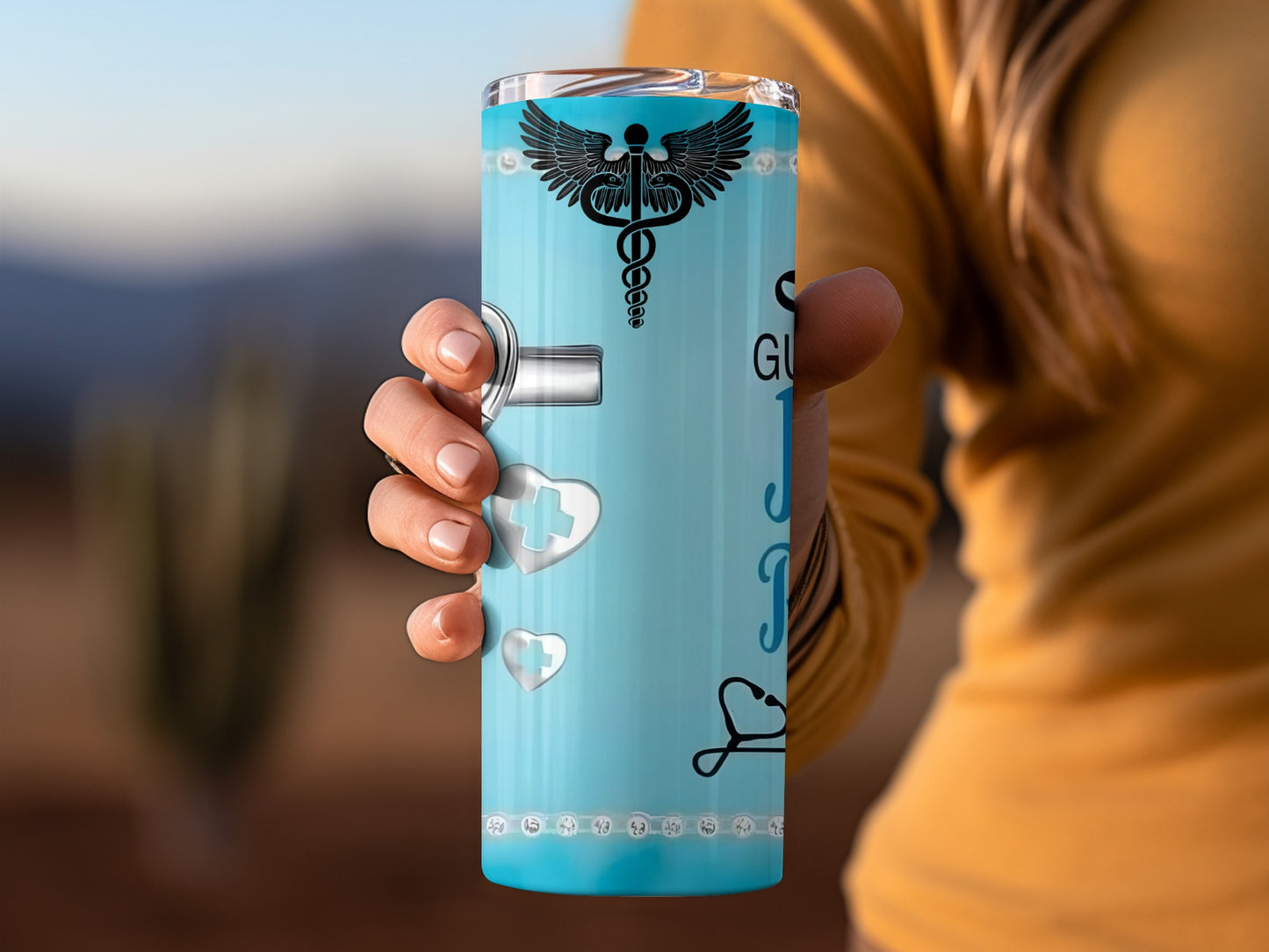 Medical Symbol and Heart Design Tumbler Cup