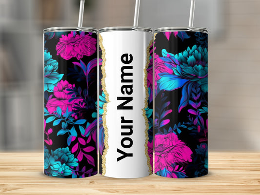 Personalized Floral Design Tumbler With Your Name